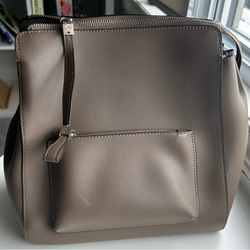 Chic Taupe Leather Backpack